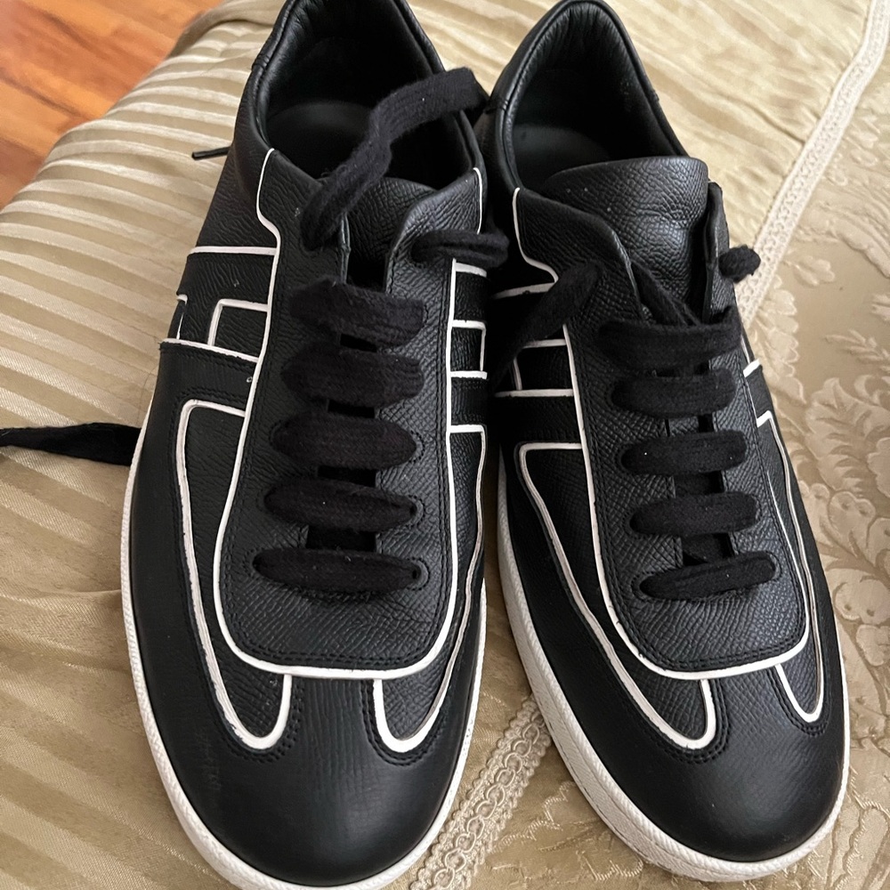 Hermes Black and White Men's Sneakers